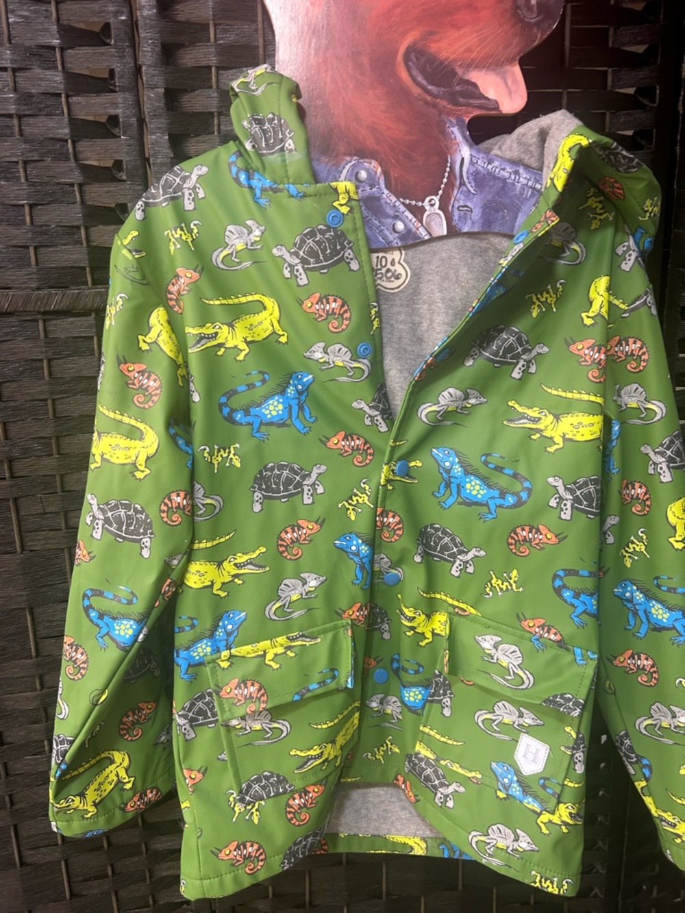 Hatley Green Kids Raincoat with Colorful Reptile and Turtle Print